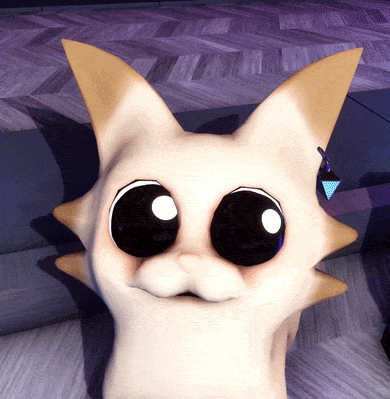 A Close Up Of A Cat 'S Face With Big Black Eyes GIF
