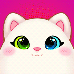 a close up of a cat 's face with colorful eyes