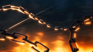 A Close Up Of A Chain With A Sunset In The Background GIF