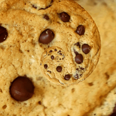 A Close Up Of A Cookie With Chocolate Chips GIF