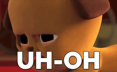 A Close Up Of A Dog 'S Face With The Words Uh-Oh Below It GIF