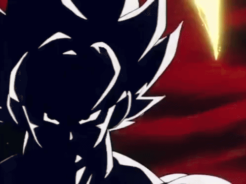 A Close Up Of A Dragon Ball Z Character With A Lightning Bolt Behind Him GIF