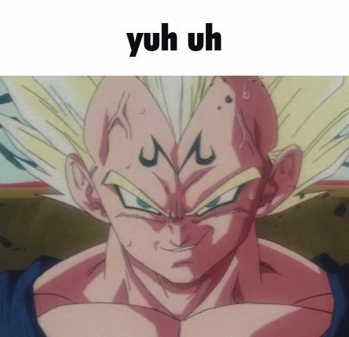 A Close Up Of A Dragon Ball Z Character With The Words Yuh Uh On The Bottom GIF