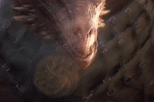 A Close Up Of A Dragon 'S Head With Flames Coming Out Of It In A Dark Room . GIF