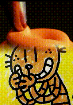 A Close Up Of A Drawing Of A Person Holding A Straw GIF