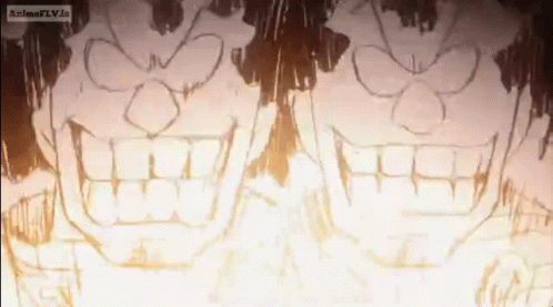 A Close Up Of A Drawing Of A Skull With A Flame Coming Out Of It . GIF