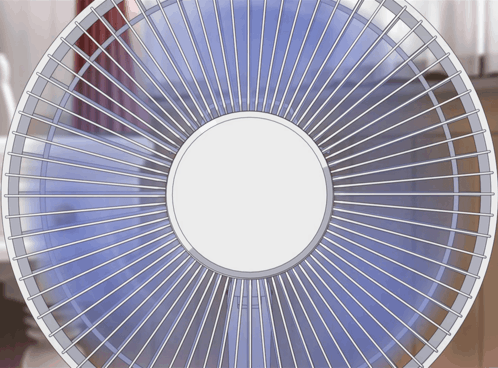 a close up of a fan with a white circle in the center