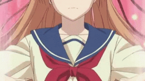 A Close Up Of A Girl In A School Uniform With Long Hair GIF
