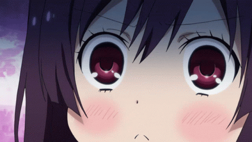 A Close Up Of A Girl 'S Eyes With A Purple Background GIF