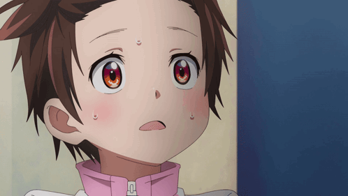 A Close Up Of A Girl 'S Face With A Pink Jacket With The Letter E On The Front GIF