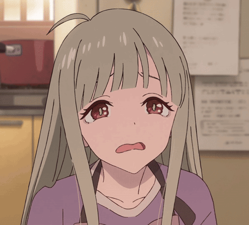 A Close Up Of A Girl 'S Face With A Sign Behind Her That Says ' A ' On It GIF