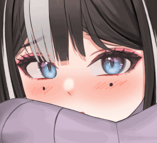 A Close Up Of A Girl 'S Face With Blue Eyes And Black Hair GIF
