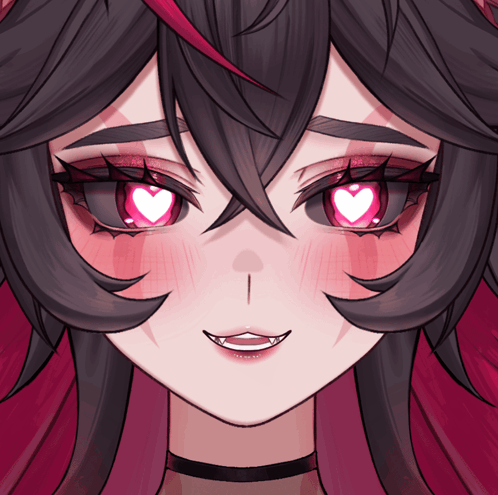 A Close Up Of A Girl 'S Face With Hearts In Her Eyes GIF