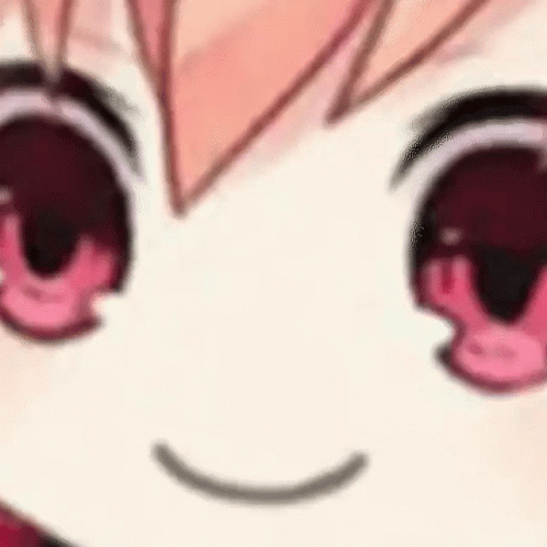 A Close Up Of A Girl 'S Face With Pink Eyes And A Smile . GIF