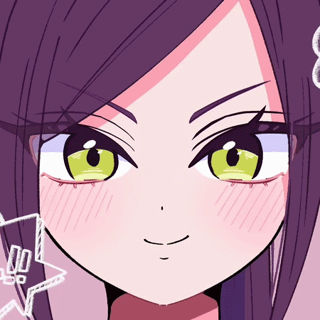 A Close Up Of A Girl 'S Face With Purple Hair GIF