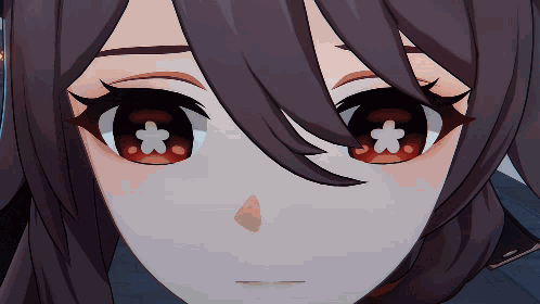 A Close Up Of A Girl 'S Face With Red Eyes And White Stars GIF
