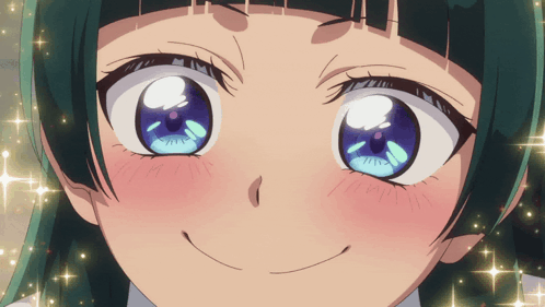 Girl's Face Close Up With Sparkly Eyes GIF