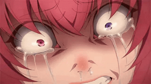A Close Up Of A Girl 'S Face With Tears Running Down Her Face . GIF