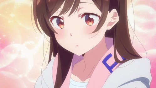 A Close Up Of A Girl 'S Face With The Letter F On Her Collar GIF