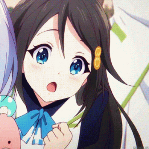 A Close Up Of A Girl 'S Face With The Word Glorious On The Bottom Left GIF