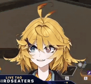 A Close Up Of A Girl 'S Face With The Words Live Tag Birdseaters Below Her GIF