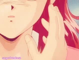 A Close Up Of A Girl 'S Face With The Words Sugarbundust Underneath GIF
