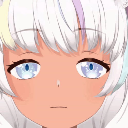 A Close Up Of A Girl 'S Face With White Hair GIF