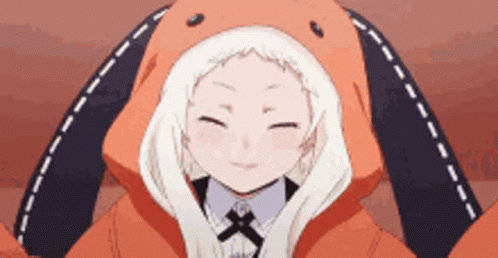 A Close Up Of A Girl Wearing A Bunny Hooded Jacket . GIF