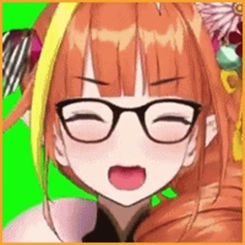 a close up of a girl wearing glasses and a flower in her hair .