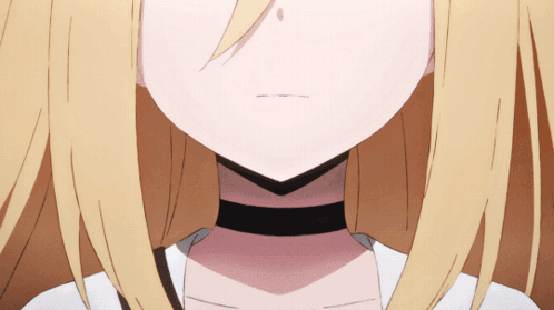 A Close Up Of A Girl With Blonde Hair And A Black Choker GIF
