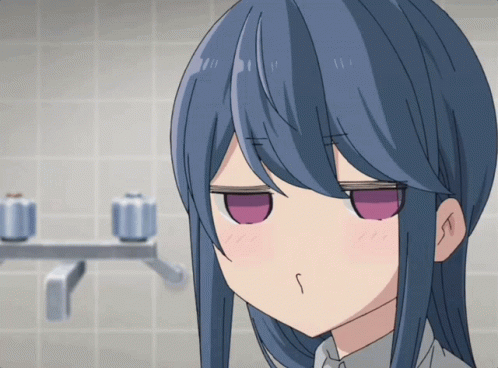 A Close Up Of A Girl With Blue Hair And A Purple Eye GIF