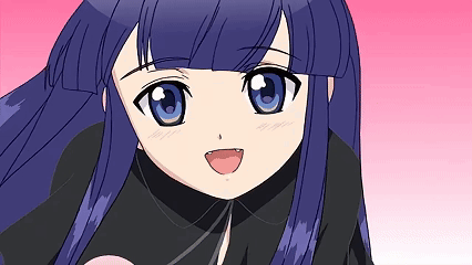 A Close Up Of A Girl With Blue Hair GIF