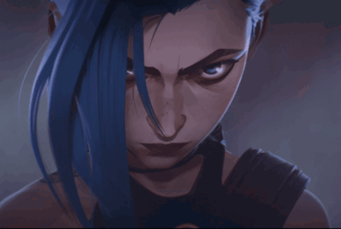 A Close Up Of A Girl With Blue Hair GIF
