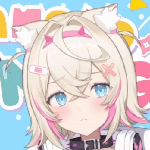 A Close Up Of A Girl With Cat Ears And A Bandage On Her Head GIF