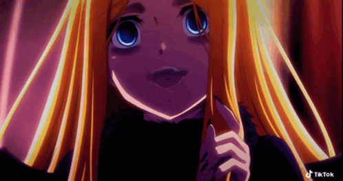 A Close Up Of A Girl With Long Blonde Hair And Blue Eyes With Tiktok Written On The Bottom Right GIF