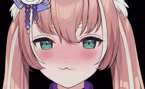 A Close Up Of A Girl With Pink Hair And Green Eyes Making A Funny Face GIF