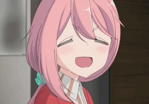 A Close Up Of A Girl With Pink Hair GIF