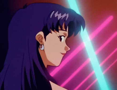 A Close Up Of A Girl With Purple Hair GIF