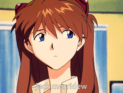 A Close Up Of A Girl With The Words Jack Merridew Written Below Her GIF