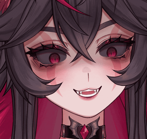 Girl With Vampire Teeth And Black Eyes GIF