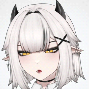 A Close Up Of A Girl With White Hair And Horns GIF