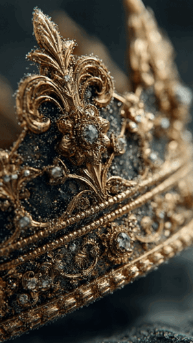 A Close Up Of A Gold Crown With Rhinestones GIF