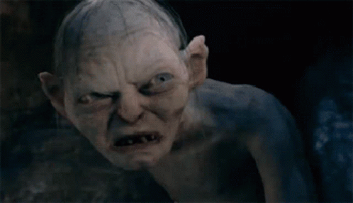 A Close Up Of A Gollum From The Lord Of The Rings With A Very Angry Look On His Face GIF