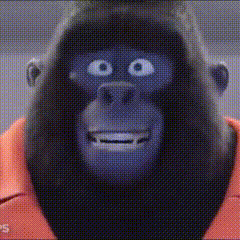 A Close Up Of A Gorilla 'S Face With A Smiley Face . GIF