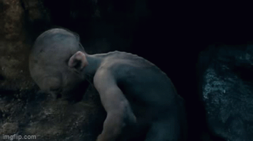A Close Up Of A Gorilla With The Word Precious On It GIF
