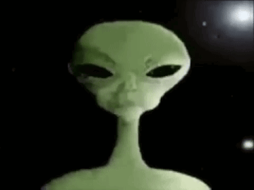 A Close Up Of A Green Alien With Black Eyes And A Long Neck . GIF