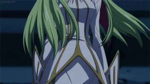 A Close Up Of A Green Haired Anime Character With The Words " Grassgreen " On The Bottom Right GIF