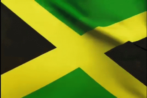 A Close Up Of A Jamaica Flag Waving In The Wind GIF