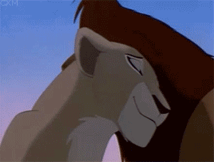 A Close Up Of A Lion From The Lion King Looking Down At Something . GIF