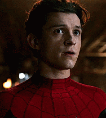 A Close Up Of A Man In A Spider-Man Suit With His Mouth Open . GIF